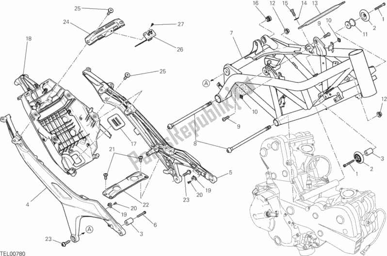 Tutte le parti per il Telaio del Ducati Hypermotard Hyperstrada USA 821 2014